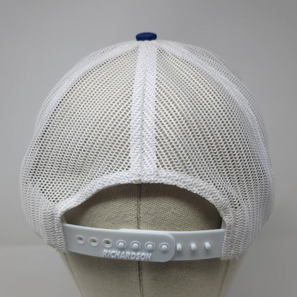 Richardson Snapback Trucker Hat Blue One Size Mesh Back Logo Antler - Picture 6 of 10